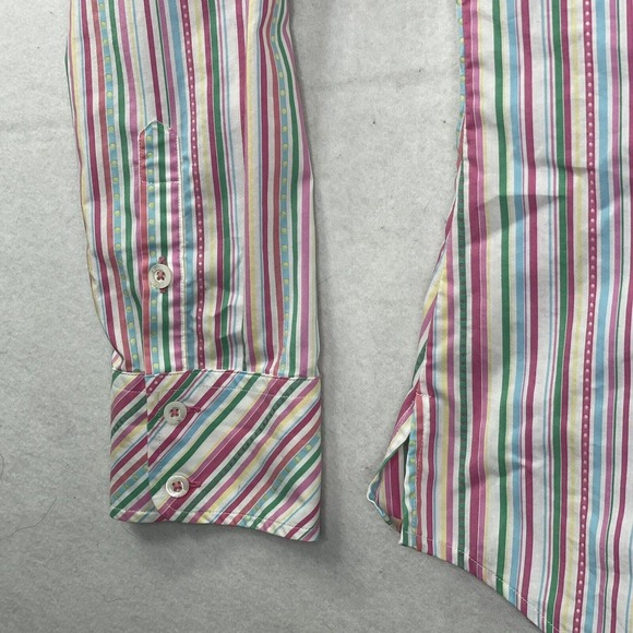 Lilly Pulitzer Pink Vertical Striped Women’s Size 10 Button Down Shirt Top - Picture 13 of 14